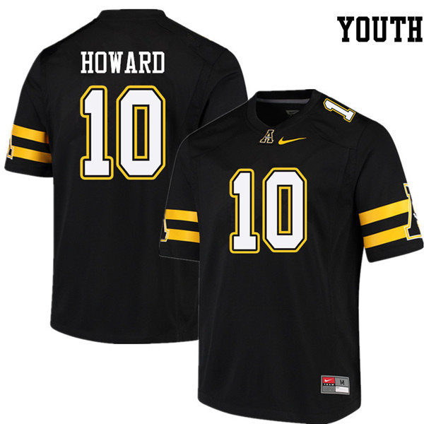 Youth #10 A.J. Howard Appalachian State Mountaineers College Football Jerseys Sale-Black - Click Image to Close